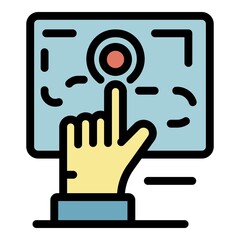Poster - Point mark on the map icon. Outline point mark on the map vector icon color flat isolated
