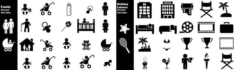 Sticker - Famille, vacances et loisirs en 40 icônes, collection