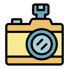 Poster - Camera icon. Outline camera vector icon color flat isolated