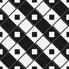 Poster - Diagonal diamond rows with white and black tiles. Vector with checkerboard type seamless pattern.