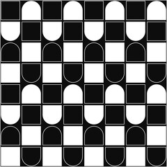 Poster - Chess squares and rounded shapes. Vector with checkerboard pattern.