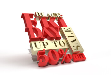 Wall Mural - Black Friday Day Upto 50% Sale Banner Template  isolated Pen Tool Created Clipping Path Included in JPEG Easy to Composite.