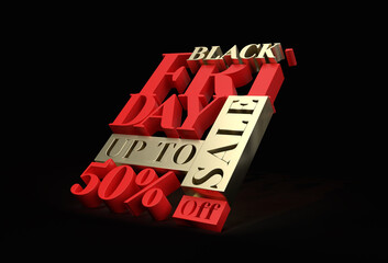 Wall Mural - Black Friday Day Upto 50% Sale Banner Template  isolated Pen Tool Created Clipping Path Included in JPEG Easy to Composite.