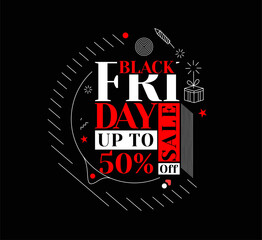 Wall Mural - Black Friday Sale Promotion Poster or banner Design, Special offer 50% sale, Promotion and shopping vector template.
