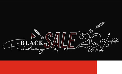 Wall Mural - Black Friday Sale Promotion Poster or banner Design, Special offer 20% sale, Promotion and shopping vector template.