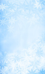 Wall Mural - New Year's Christmas background with snowflakes, bokeh.  Blank template for a Christmas card