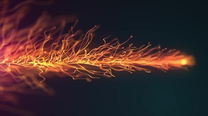 Poster - Abstract Fluid Particles Graphic Intro Background/ 4k animation of an abstract fluid particles background graphic design intro with light flare fading in