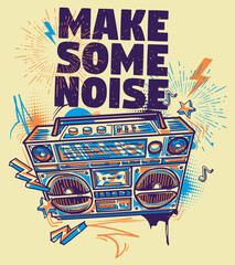 Poster - Make some noise - musical design with boombox