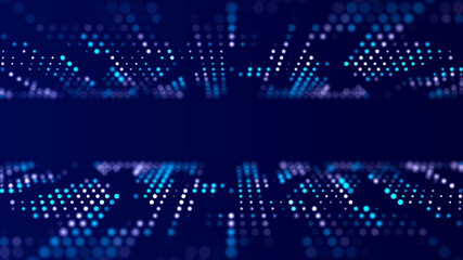 Fototapete - Digital background with movement of glowing particles. Complex technologies of big data. 3D rendering.