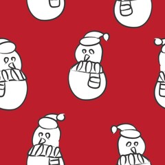 Wall Mural - Christmas Snowman seamless pattern design