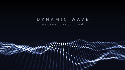 Poster - Wave of particles. Technology background concept dynamic wave Vector illustration. Futuristic point wave.