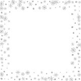 Fototapeta  - Silver Snow Background White Vector. Flake Garland Illustration. Metal Dot Fall. Luminous Flake Texture.