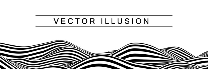 Poster - Optical illusion wave of background concept Vector illustration. Futuristic point wave.