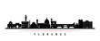 Florence skyline horizontal banner. Black and white silhouette of Florence, Italy. Vector template for your design.