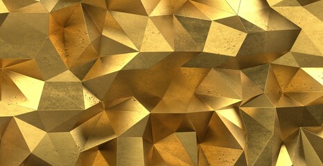 Poster - gold polygon geometric abstract background