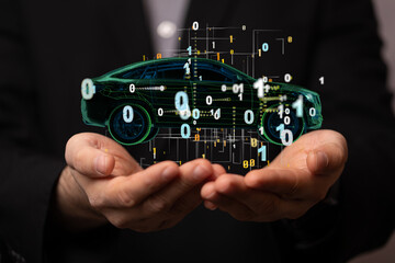Poster - Energy car concept. Vehicle EV charge battery electric