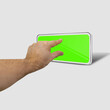 © Denys Kurbatov - Male hand zooming green chroma key screen of mobile phone