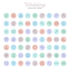 Wall Mural - wedding highlight cover social media icons isolated on white background. set of social media icons m