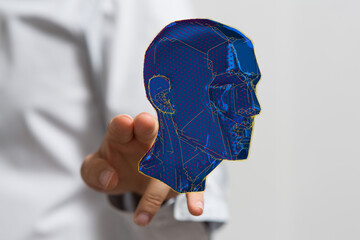 Poster - Human head cyber mind digital technology.