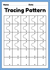 Wall Mural - Tracing pattern wave lines worksheet for kindergarten, preschool and Montessori school kids to improve handwriting practice activities.