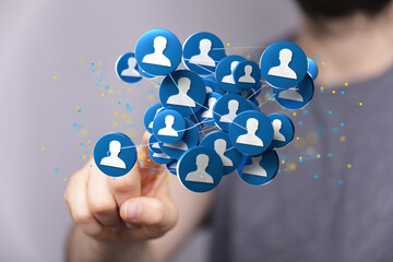 Aufkleber - Business people silhouettes network team