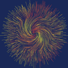 Aufkleber - Abstract color dynamic circle background. Glowing burst particles on dark background.
