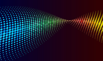 Poster - Abstract halftone color dots on black background.