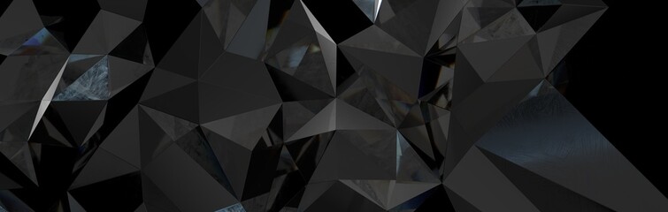 Poster - Black polygonal surface 3D rendering background
