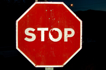 Sticker - Old stop traffic sign of the road