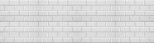 White Light Brick Tiles Tilework Glazed Ceramic Wall Or Floor Texture Wide Background Banner Panorama Pattern
