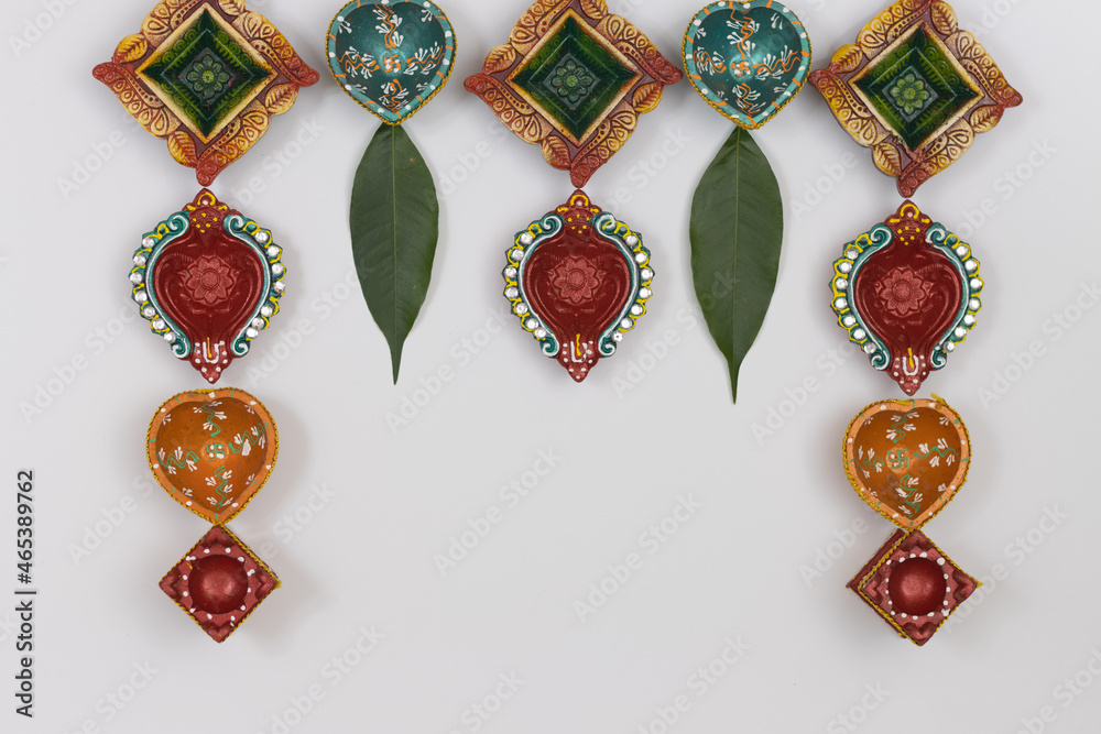 Eco Friendly Handcrafted Clay Diya Deep Dia arranged as Frame Border ...