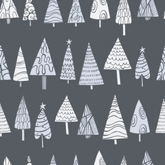 Wall Mural - Vector  pattern with Christmas Trees.