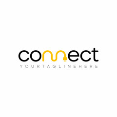 Poster - Connect Black and Yellow Lowercase Logo Design Template Elements. Connected linked n and n letters with line. Modern Networking Logo Design Vector.
