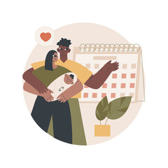 Fototapete - Parental leave abstract concept vector illustration. Family maternity paternity leave, happy family, take care of baby, mother and newborn child, father walking playing with son abstract metaphor.