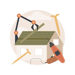 Poster - Automated construction equipment abstract concept vector illustration. Robotic excavator, automated technology in construction industry, smart machinery, AI heavy equipment abstract metaphor.