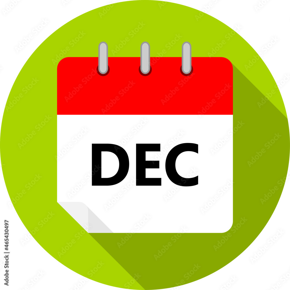White And Red Calendar Page With December Month Abbreviation DEC