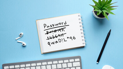 The concept of making up complex passwords written in a notepad