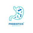 Stomach germ virus biology digestion icon. Lactobacillus probiotic. Stomach probiotic health