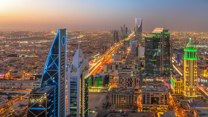 Sticker - Kingdom of Saudi Arabia Landscape at night - Riyadh Tower Kingdom Center - Kingdom Tower - Riyadh skyline - Riyadh at night