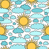 Fototapeta Zachód słońca - Sun pattern. Cartoon sun print. Night children background. Cartoon sun and cloud. Color pastel heavenly body. Bedtime stories. Sun texture. Kids backdrop.