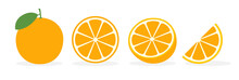Orange Vector Flat Slice Icon. Orange Fruit Vitamin C Segment Half Illustration, Cartoon Clementine