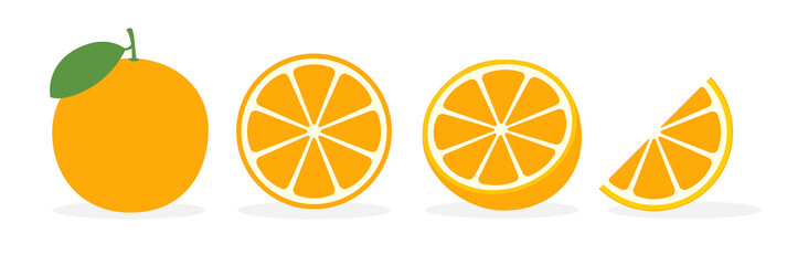 Wall Mural - Orange vector flat slice icon. Orange fruit vitamin C segment half illustration, cartoon clementine