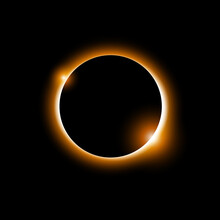 Solar Eclipse Vector Total Sun Background. Moon Eclipse Glow In Space. Solar Planet Circle
