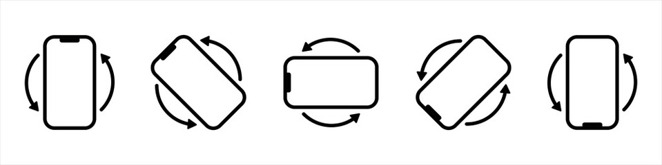 Poster - Phone Rotation icons set. Rotate Mobile phone. Device rotation symbol vector illustration.