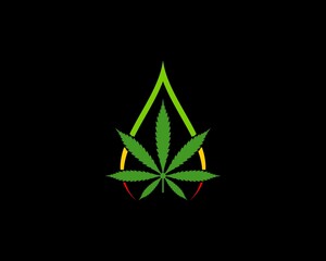 Sticker - Liquid droplet with cannabis leaf in the middle