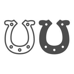 Poster - Horseshoe, slot machine line and solid icon, gamblimg concept, good luck vector sign on white background, outline style icon for mobile concept and web design. Vector graphics.