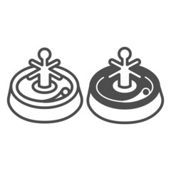 Poster - Casino roulette with a ball, gambling line and solid icon, gamblimg concept, roulette wheel vector sign on white background, outline style icon for mobile concept and web design. Vector graphics.