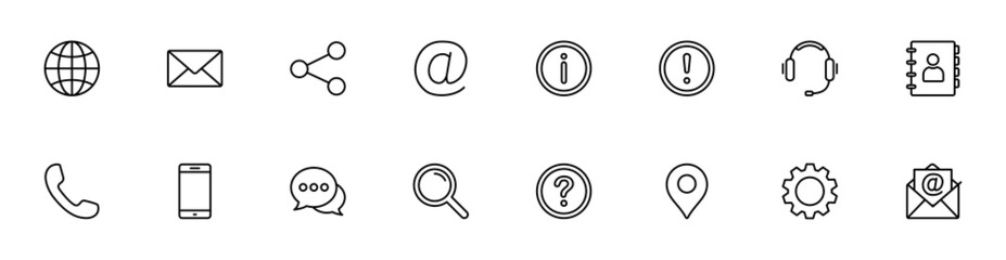 Poster - contact us icon set. web icon set. website set icon vector. for computer and mobile