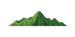 Montaña con bosque. Concepto de relieve de cordillera y naturaleza. Ilustración vectorial, estilo verde