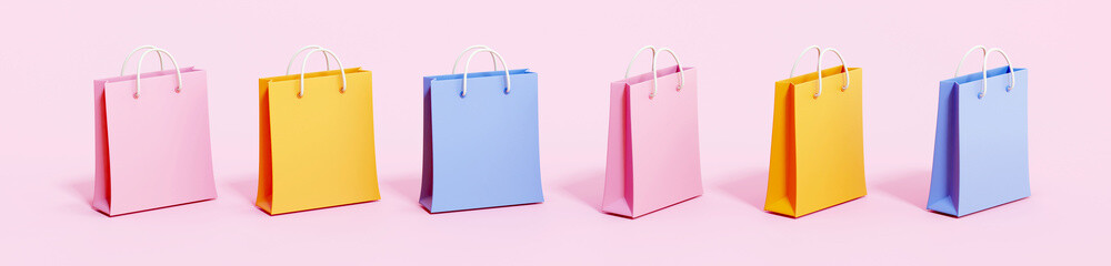 3d colorful shopping bags